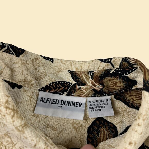 Vintage Alfred Dunner 90s blouse, size 14 beige floral blouse 1990s button down - Picture 7 of 9